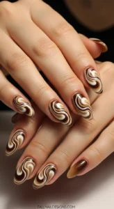 Latte Swirl Nails