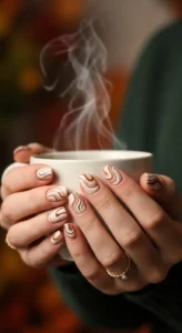 Latte Swirl Fall Nails