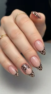 Leopard French Tip Nails