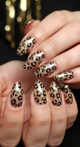 Leopard Glitter Nails