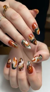 Marble Swirl Fall Nails