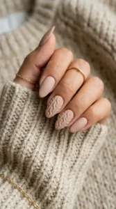 Neutral Matte Sweater Nails