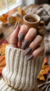 Matte Taupe Plaid Nails