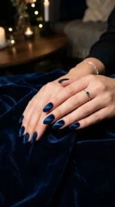 Midnight Blue Velvet Nails