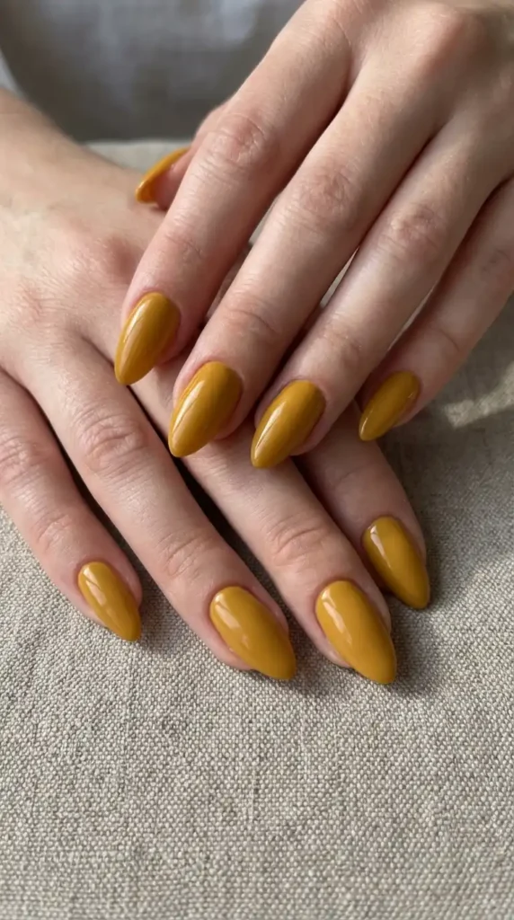 Mustard Yellow Almond Nails