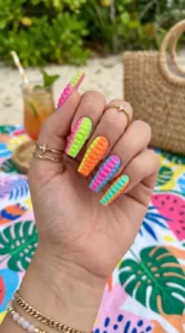 Neon Crocodile Print Nails