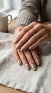 Neutral Snake Print Nails