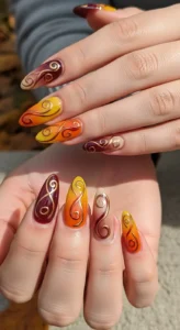 Ombre Swirl Fall Nails