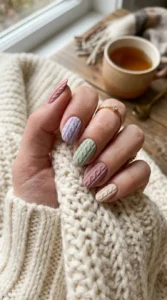 Soft Pastel Sweater Nails