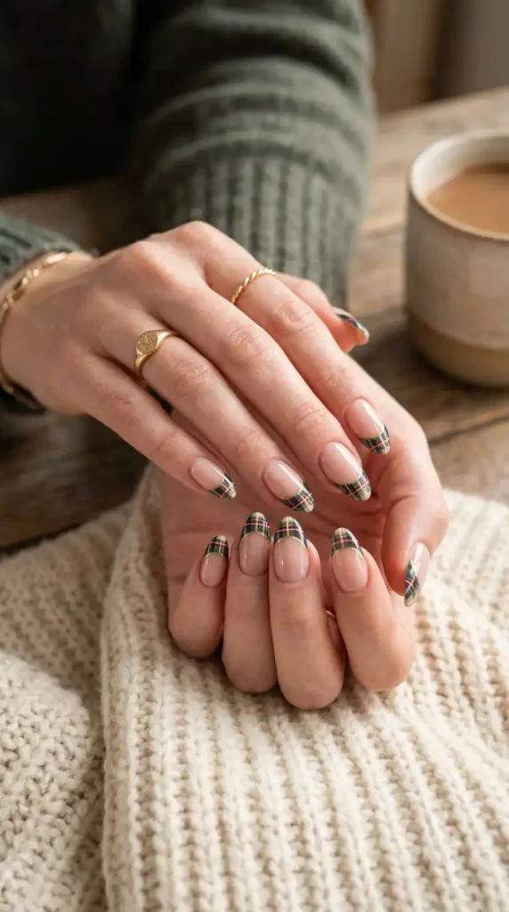 Plaid French Tip Nails