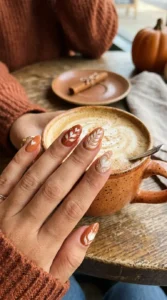 Pumpkin Latte Art Nails