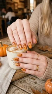 Pumpkin Latte Drip Nails