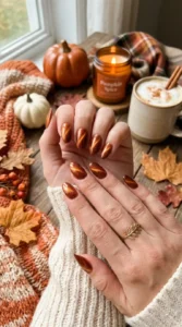 Pumpkin Spice Cat Eye Nails