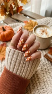 Pumpkin Spice Checkerboard Nails
