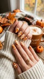Pumpkin Spice Cow Print Nails