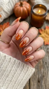 Pumpkin Spice Flame Nails
