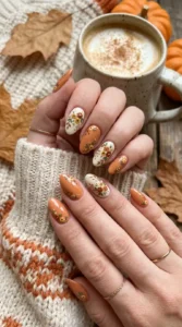 Pumpkin Spice Floral Nails