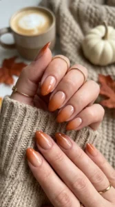 Pumpkin Spice French Ombre Nails