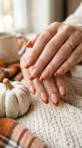 Pumpkin Spice Glitter French Tips