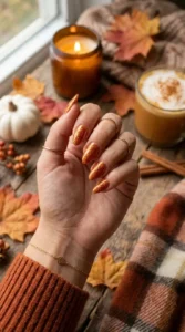 Pumpkin Spice Glitter Nails