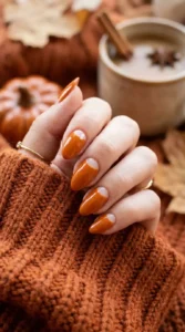 Pumpkin Spice Half Moon Nails