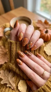 Pumpkin Spice Leaf Nails