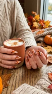 Pumpkin Spice Marble Nails