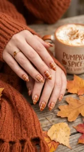 Pumpkin Spice Plaid Nails