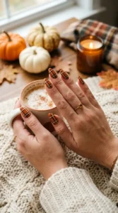 Pumpkin Spice Plaid Nails