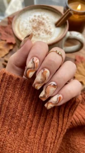 Pumpkin Spice Swirl Nails