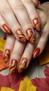 Rust Swirl Fall Nails