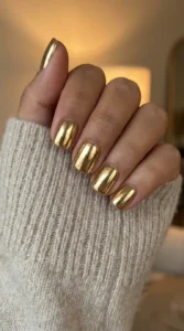 Short Gold Chrome Nails