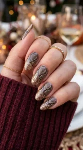 Snake Print with Glitter Tips