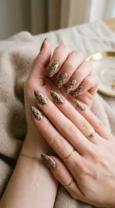 Snake Print on Almond Nails