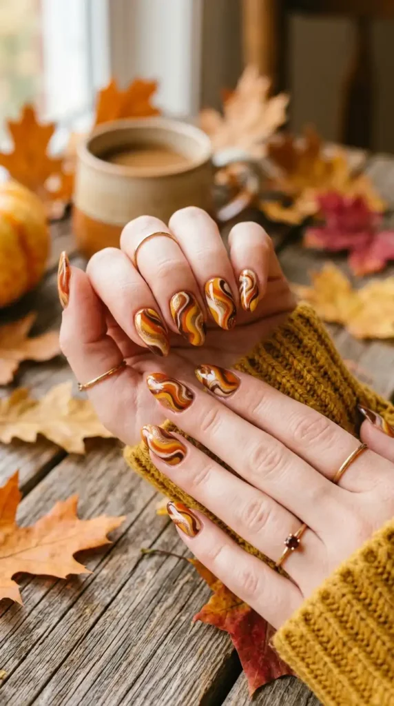 Swirl Fall Nails