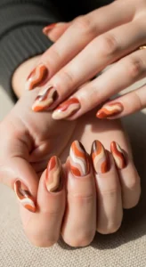 Terracotta Swirl Fall Nails
