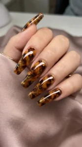 Tortoiseshell Coffin Nails