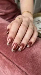 Velvet Glitter French Nails