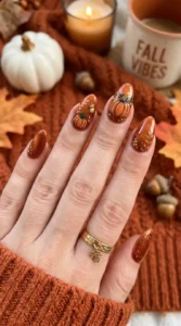 Velvet Pumpkin Nail Art