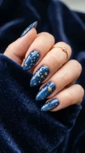. Velvet Starry Night Nails
