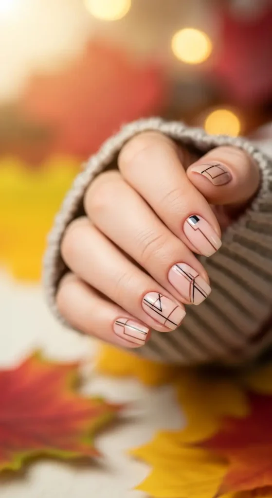 Minimal Fall Line Art Nails