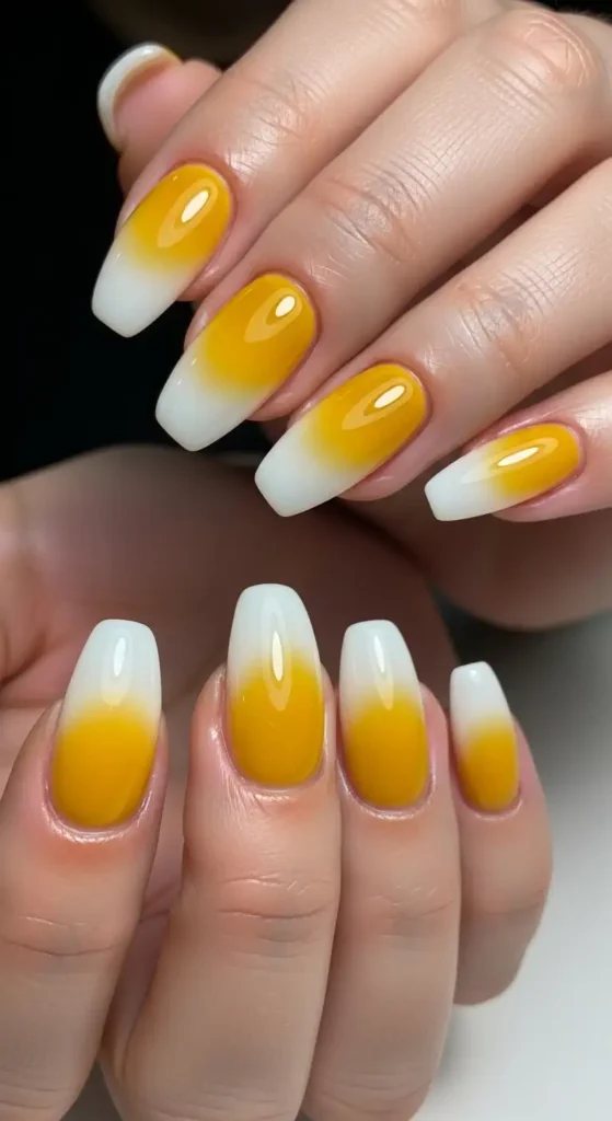 Mustard Yellow Aura Nails