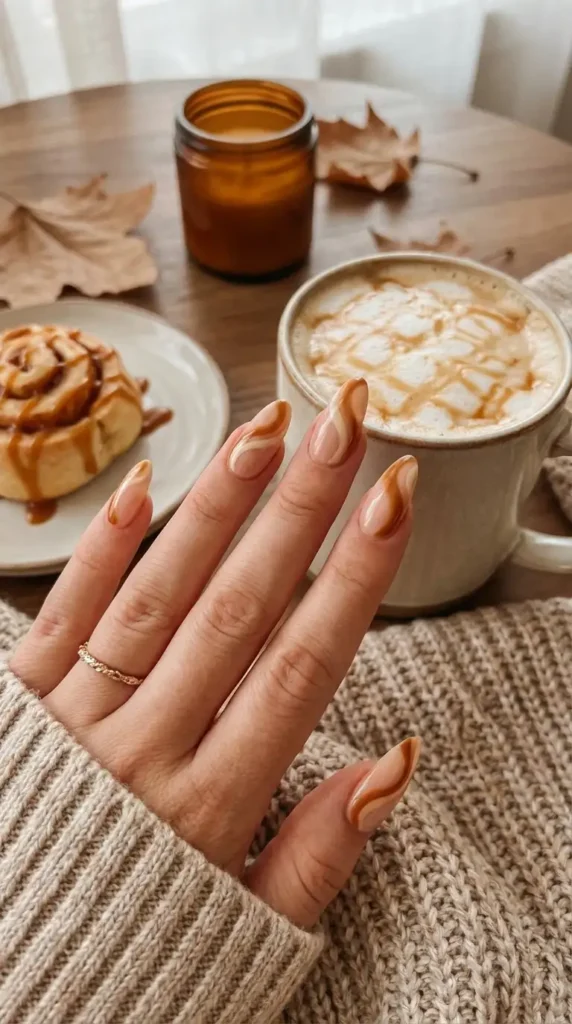 Caramel Swirl Nails designs