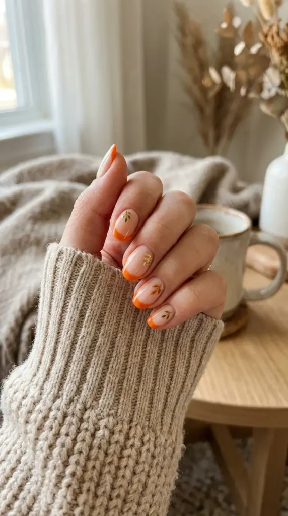 Pumpkin French Tip Nails