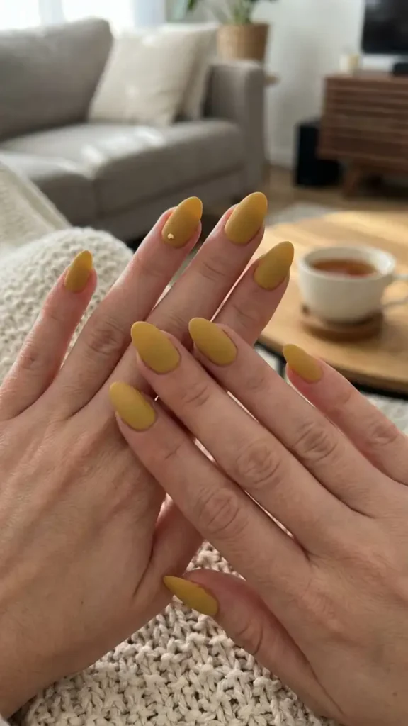 Mustard Yellow Matte Nails