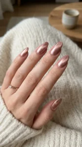 Rose Gold Velvet Nails