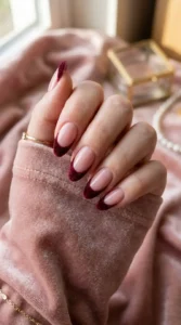 Velvet French Tip Nails