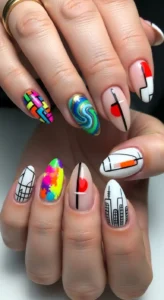 Asymmetrical Abstract Nails