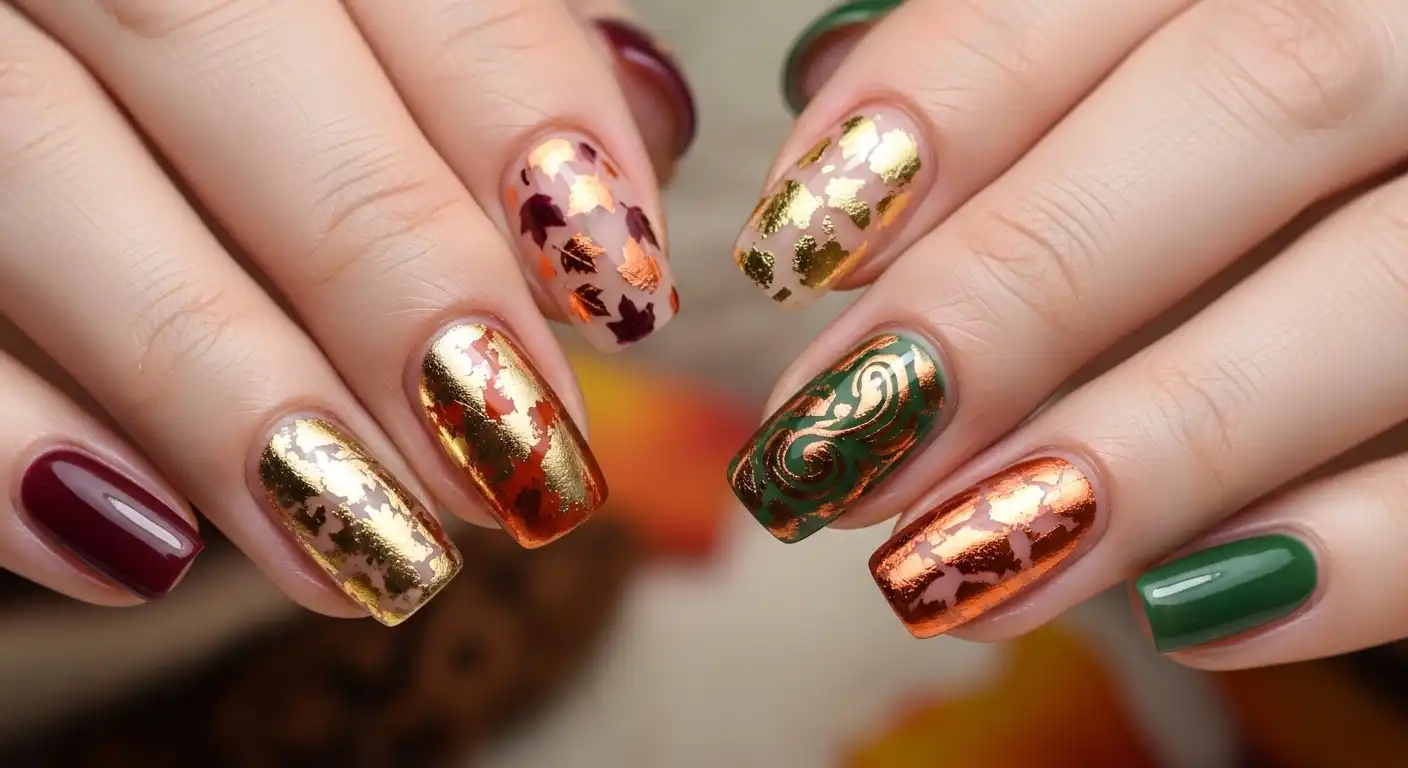 Autumn Foil Nails