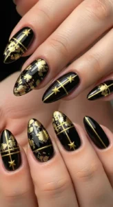 Black and Gold Nails